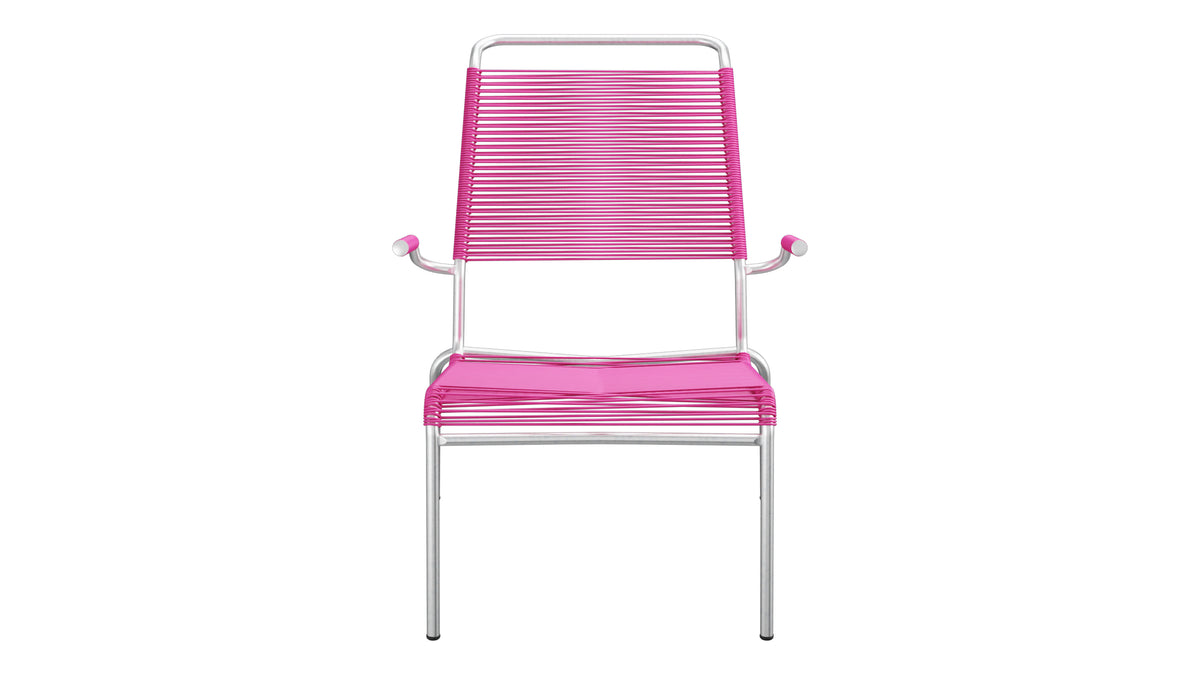 Säntis Lounger Spaghetti mit Armlehne Hochlehner in Pink präsentiert im Onlineshop von KAQTU Design AG. Outdoor-Sessel mit Armlehnen ist von Schaffner