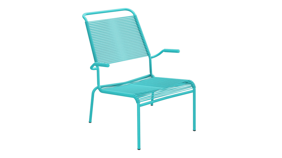 Säntis Lounger Spaghetti mit Armlehne Hochlehner in Türkis präsentiert im Onlineshop von KAQTU Design AG. Outdoor-Sessel mit Armlehnen ist von Schaffner