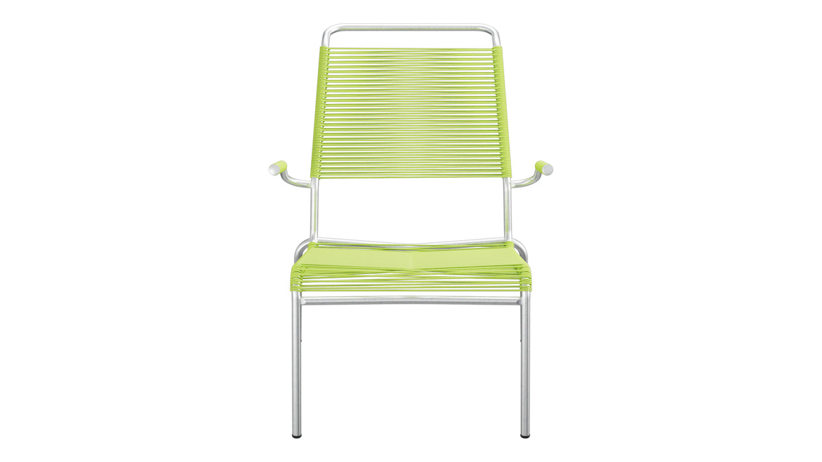 Säntis Lounger Spaghetti mit Armlehne Hochlehner in Hellgrün präsentiert im Onlineshop von KAQTU Design AG. Outdoor-Sessel mit Armlehnen ist von Schaffner