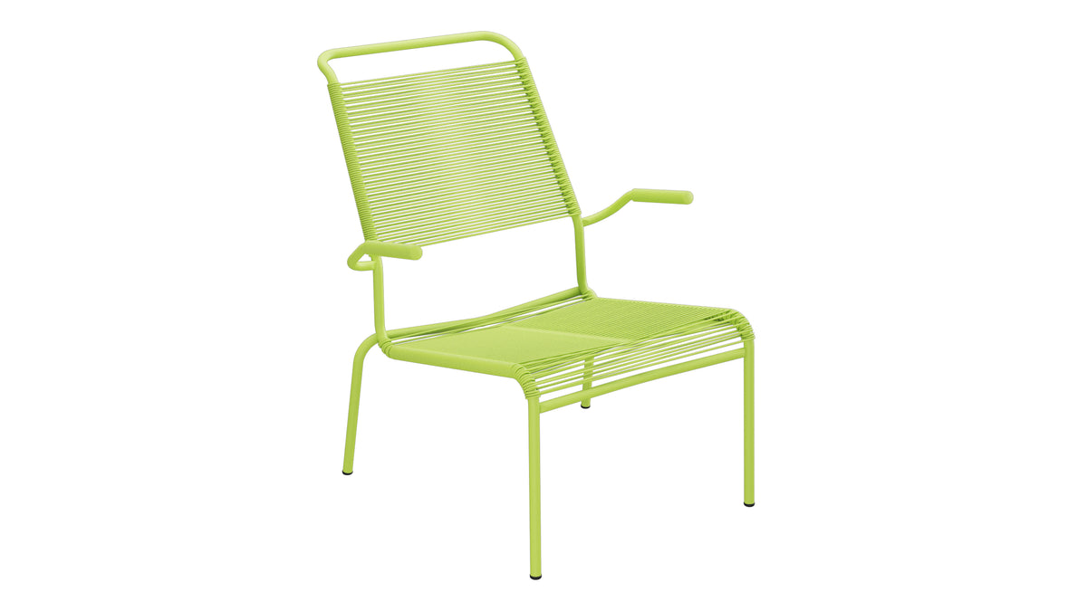 Säntis Lounger Spaghetti mit Armlehne Hochlehner in Hellgrün präsentiert im Onlineshop von KAQTU Design AG. Outdoor-Sessel mit Armlehnen ist von Schaffner