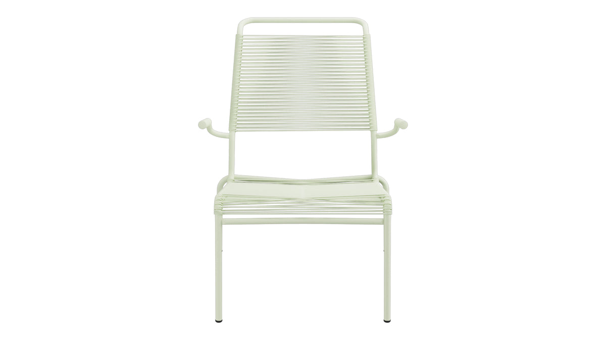 Säntis Lounger Spaghetti mit Armlehne Hochlehner in Pastellgrün präsentiert im Onlineshop von KAQTU Design AG. Outdoor-Sessel mit Armlehnen ist von Schaffner