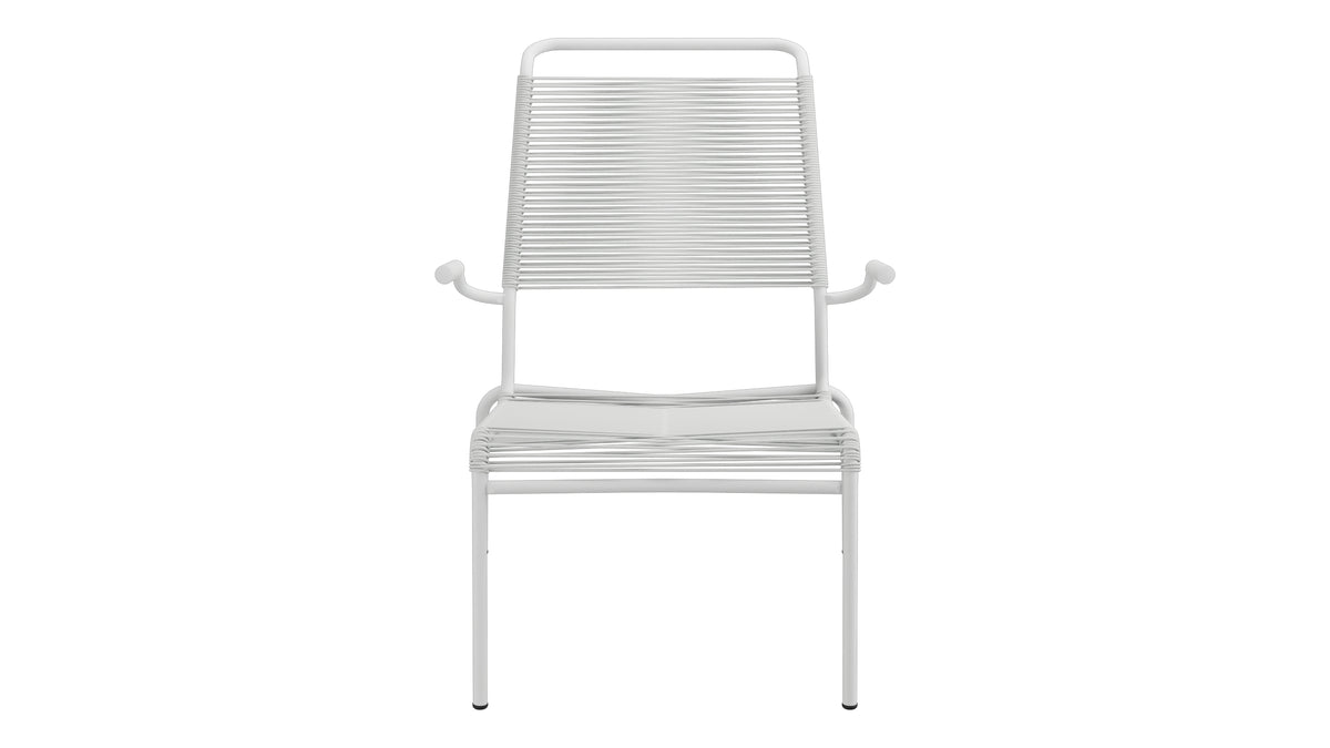 Säntis Lounger Spaghetti mit Armlehne Hochlehner in Alusilber präsentiert im Onlineshop von KAQTU Design AG. Outdoor-Sessel mit Armlehnen ist von Schaffner