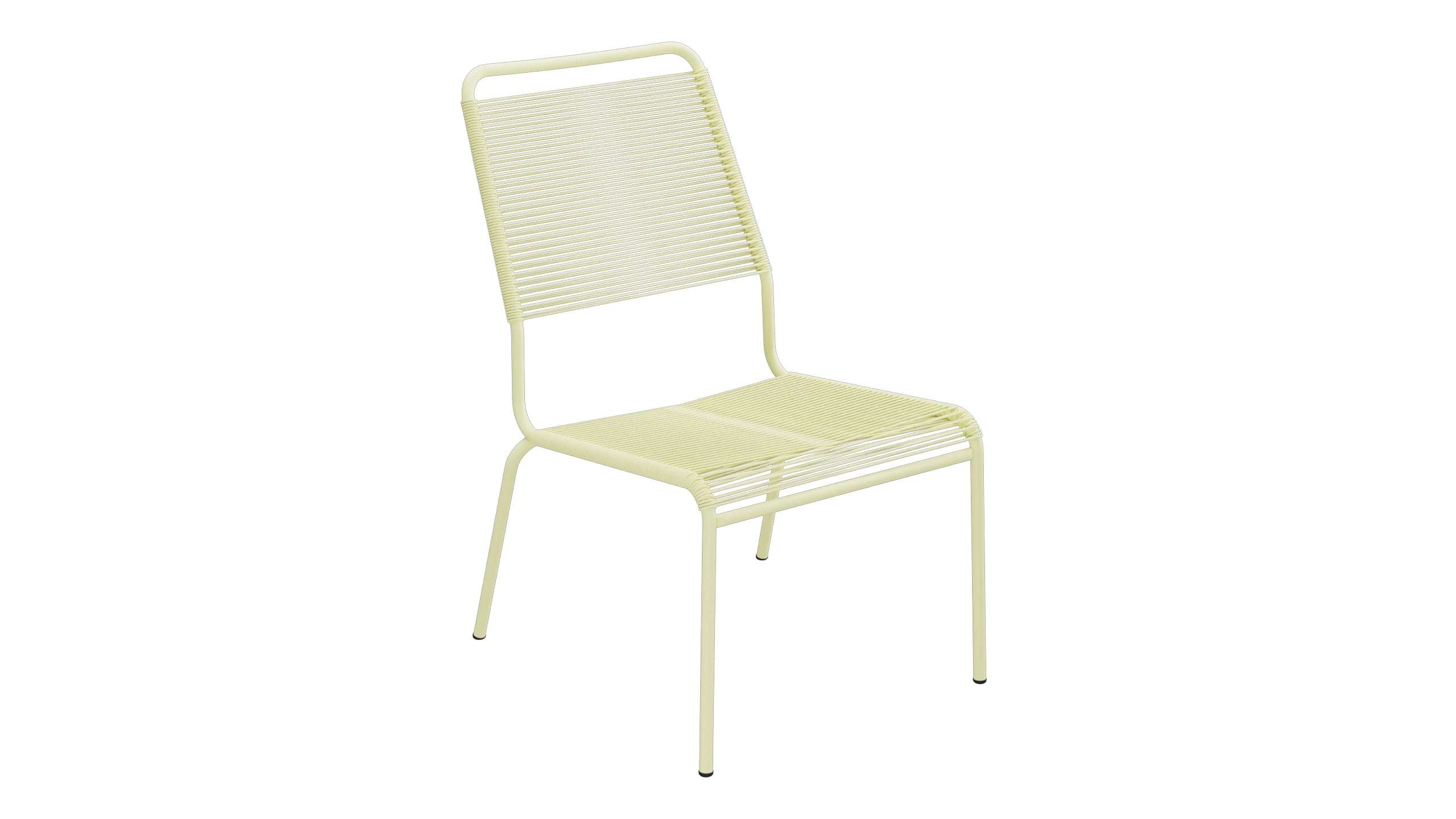 Rigi Spaghetti-Salonsessel ohne Armlehne in Buchsbaumgelb präsentiert im Onlineshop von KAQTU Design AG. Outdoor-Sessel ist von Schaffner