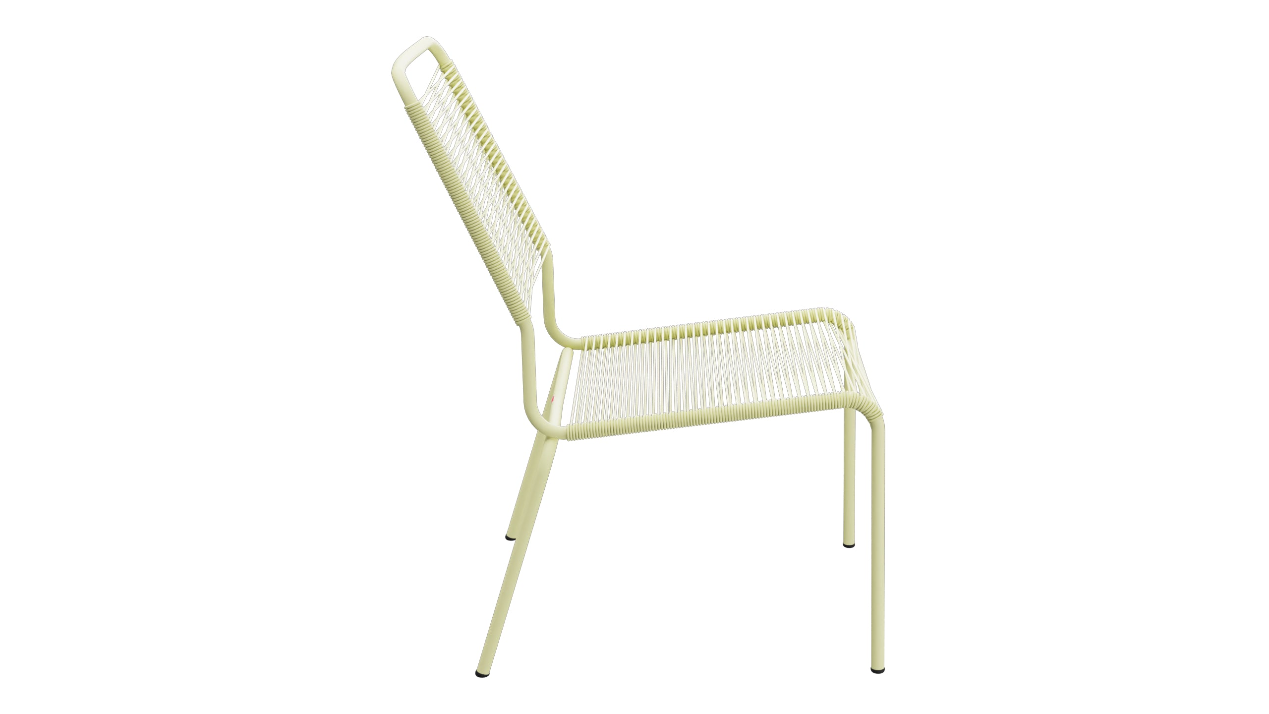 Rigi Spaghetti-Salonsessel ohne Armlehne in Buchsbaumgelb präsentiert im Onlineshop von KAQTU Design AG. Outdoor-Sessel ist von Schaffner