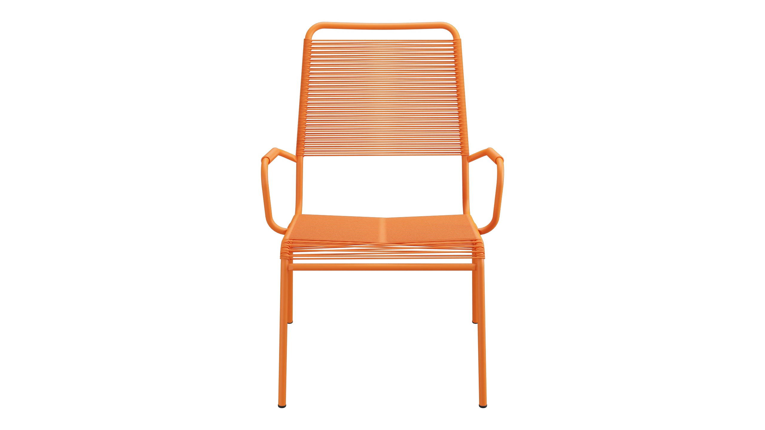Rigi Spaghetti-Salonsessel mit Armlehne in Orange präsentiert im Onlineshop von KAQTU Design AG. Gartenstuhl mit Armlehnen ist von Schaffner