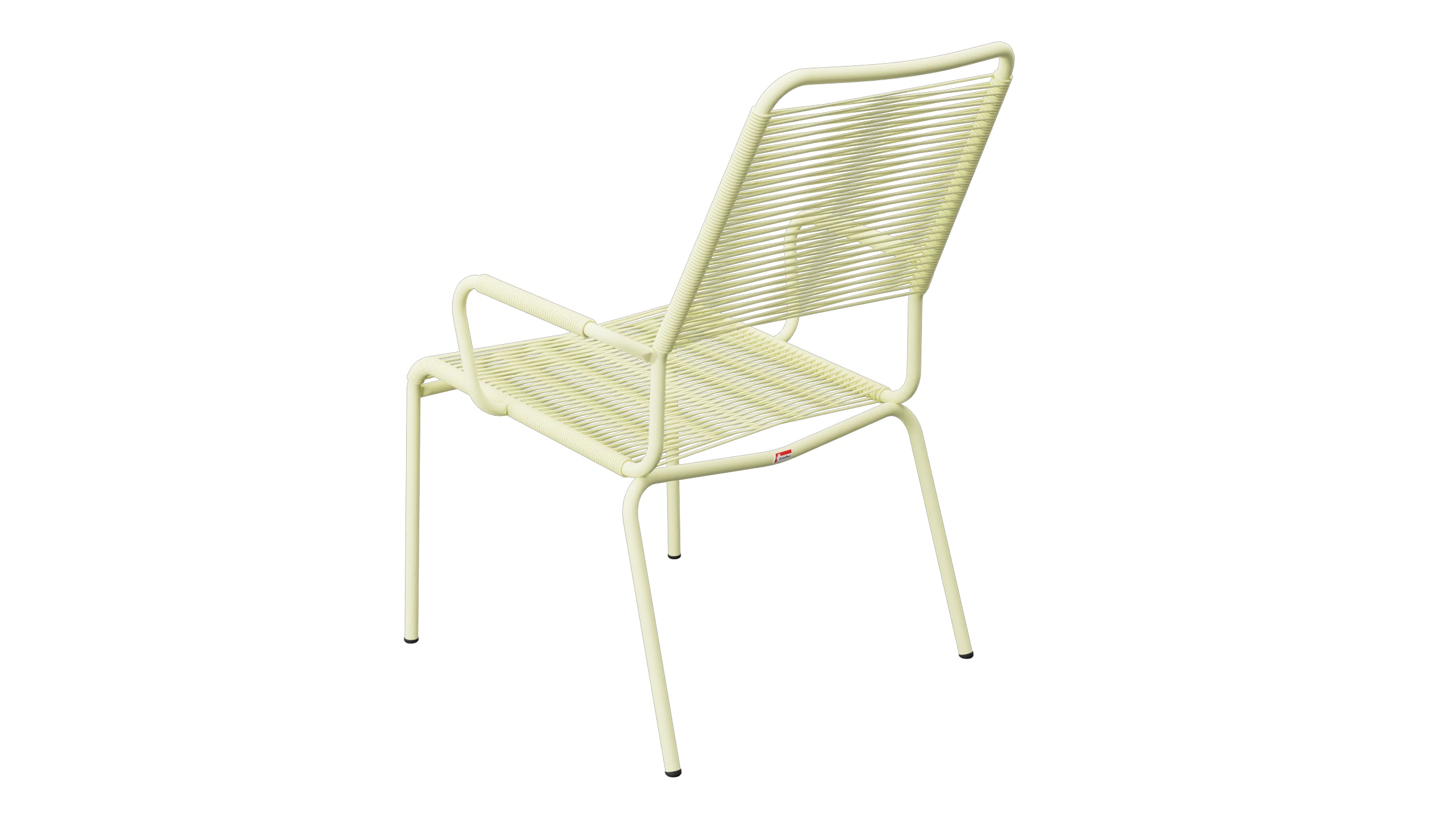 Rigi Spaghetti-Salonsessel mit Armlehne in Buchsbaumgelb präsentiert im Onlineshop von KAQTU Design AG. Gartenstuhl mit Armlehnen ist von Schaffner