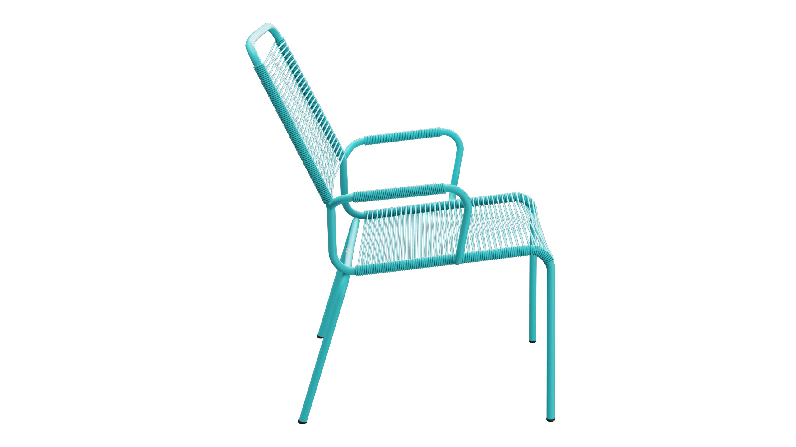 Rigi Spaghetti-Salonsessel mit Armlehne in Türkis präsentiert im Onlineshop von KAQTU Design AG. Gartenstuhl mit Armlehnen ist von Schaffner