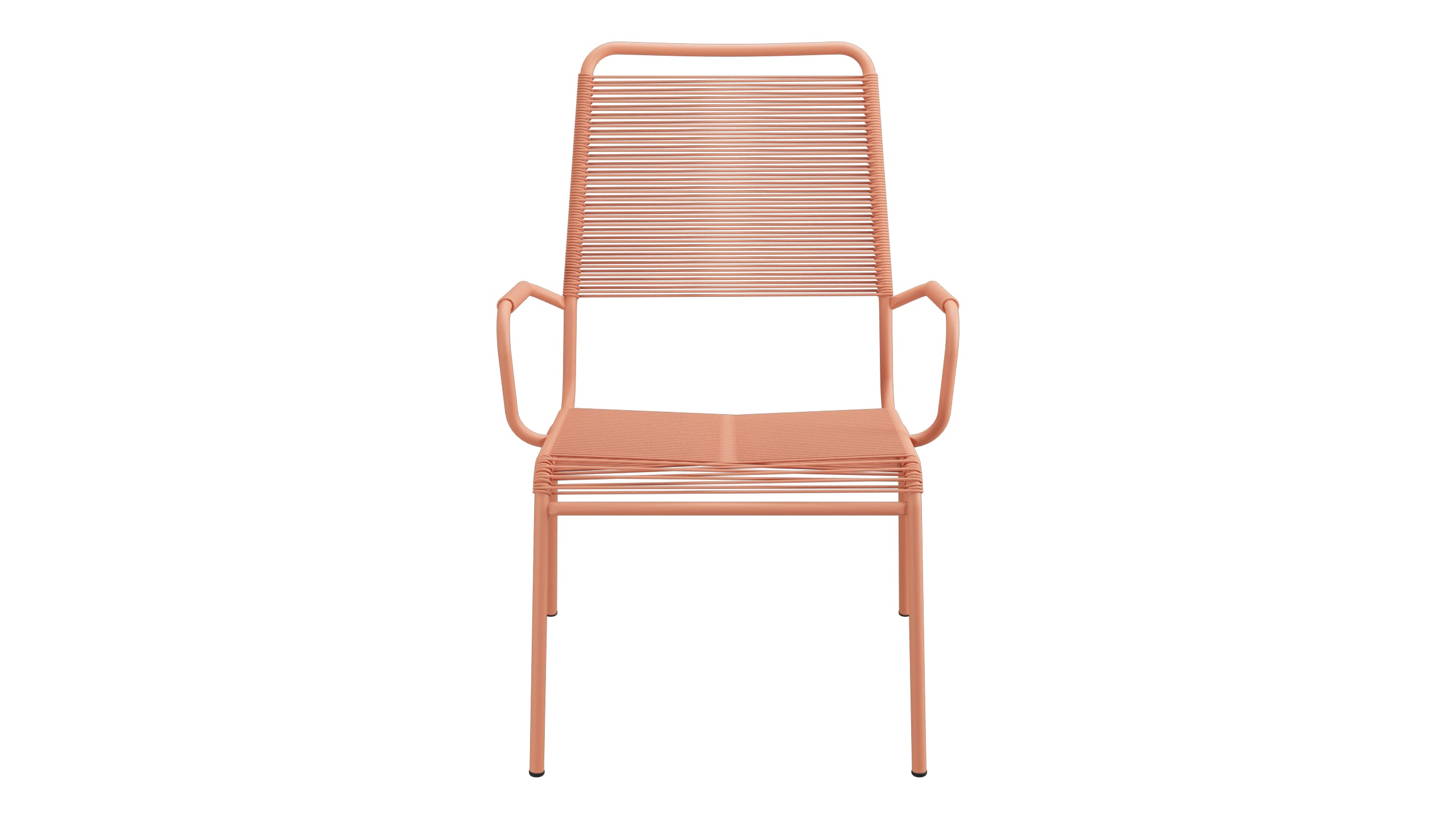 Rigi Spaghetti-Salonsessel mit Armlehne in Pastellterracotta präsentiert im Onlineshop von KAQTU Design AG. Gartenstuhl mit Armlehnen ist von Schaffner