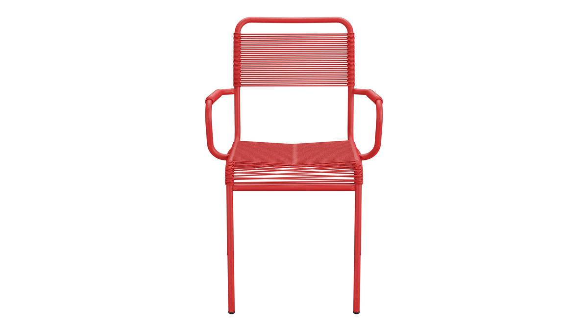 Rigi Spaghetti-Gartenstuhl mit Armlehne in Rot präsentiert im Onlineshop von KAQTU Design AG. Gartenstuhl mit Armlehnen ist von Schaffner