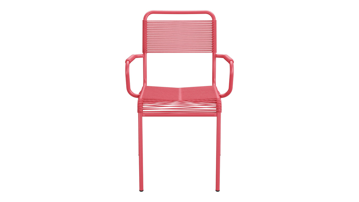 Rigi Spaghetti-Gartenstuhl mit Armlehne in Ahornrot präsentiert im Onlineshop von KAQTU Design AG. Gartenstuhl mit Armlehnen ist von Schaffner
