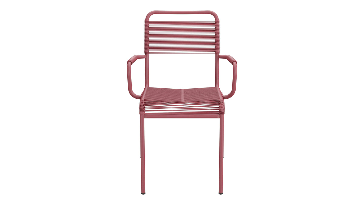 Rigi Spaghetti-Gartenstuhl mit Armlehne in Bordeaux präsentiert im Onlineshop von KAQTU Design AG. Gartenstuhl mit Armlehnen ist von Schaffner