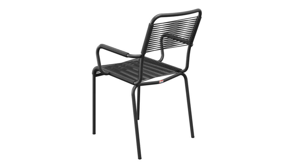 Rigi Spaghetti-Gartenstuhl mit Armlehne in Anthrazit präsentiert im Onlineshop von KAQTU Design AG. Gartenstuhl mit Armlehnen ist von Schaffner