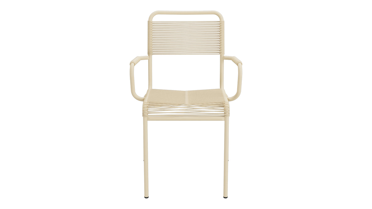 Rigi Spaghetti-Gartenstuhl mit Armlehne in Pastellbraun präsentiert im Onlineshop von KAQTU Design AG. Gartenstuhl mit Armlehnen ist von Schaffner