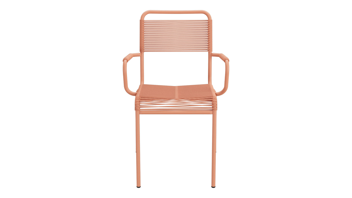 Rigi Spaghetti-Gartenstuhl mit Armlehne in Pastellterracotta präsentiert im Onlineshop von KAQTU Design AG. Gartenstuhl mit Armlehnen ist von Schaffner