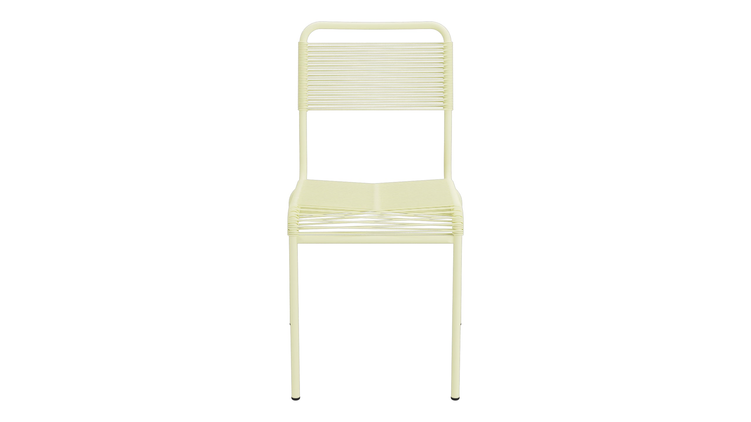 Rigi Spaghetti-Gartenstuhl ohne Armlehne in Buchsbaumgelb präsentiert im Onlineshop von KAQTU Design AG. Gartenstuhl ist von Schaffner