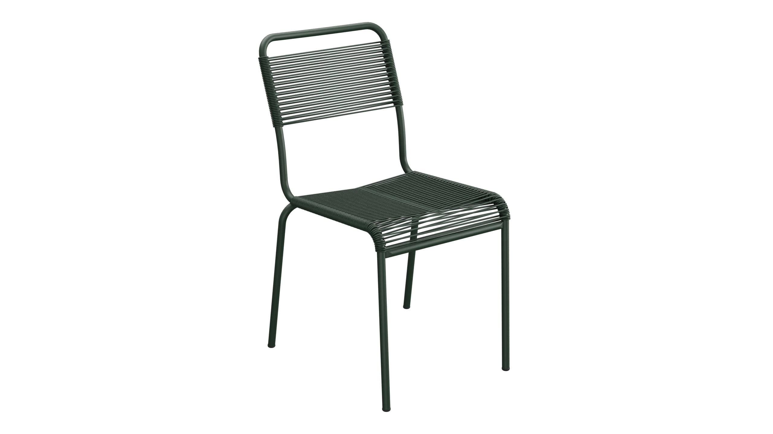 Rigi Spaghetti-Gartenstuhl ohne Armlehne in Tannengrün präsentiert im Onlineshop von KAQTU Design AG. Gartenstuhl ist von Schaffner