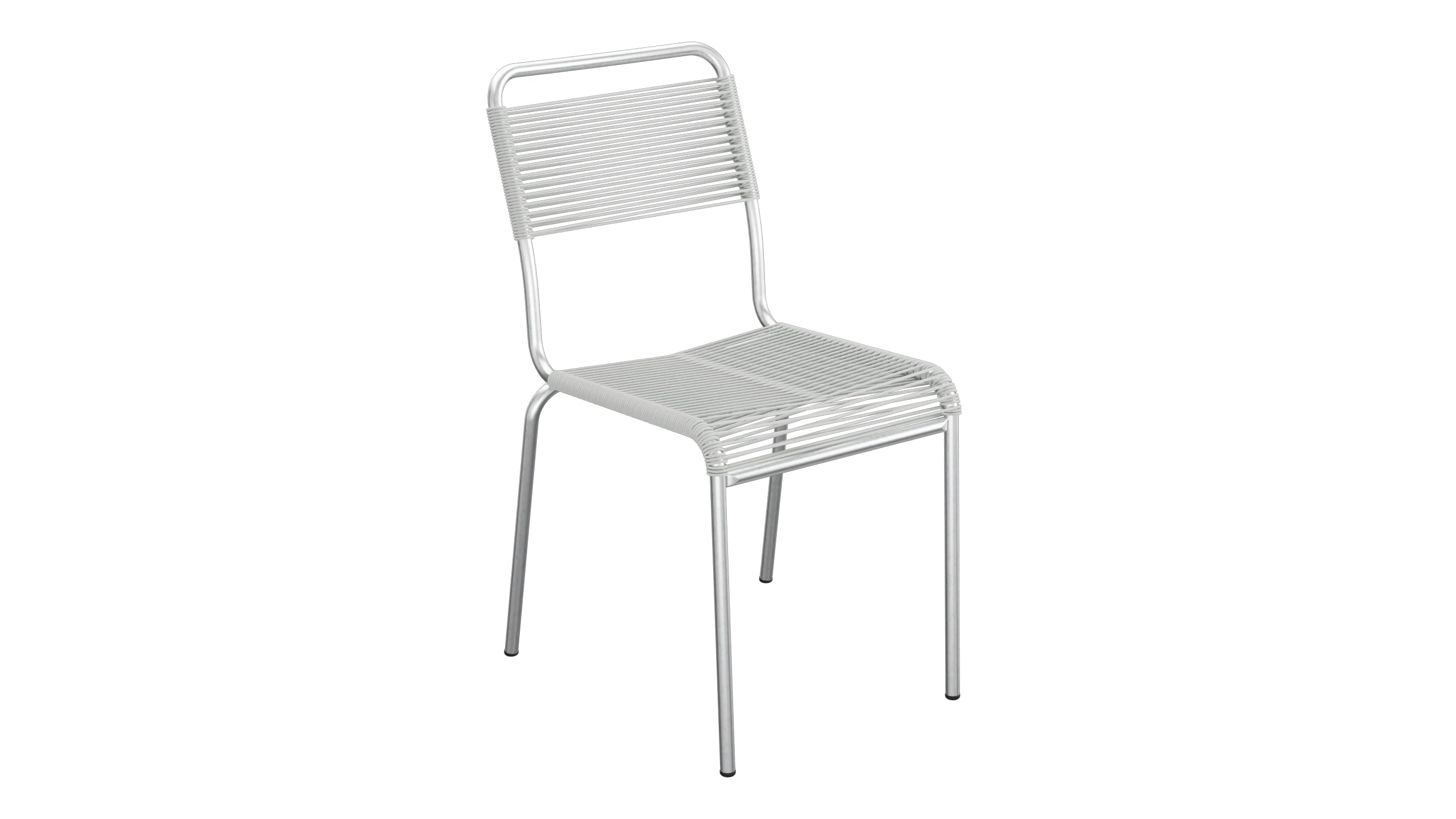 Rigi Spaghetti-Gartenstuhl ohne Armlehne in Alusilber präsentiert im Onlineshop von KAQTU Design AG. Gartenstuhl ist von Schaffner
