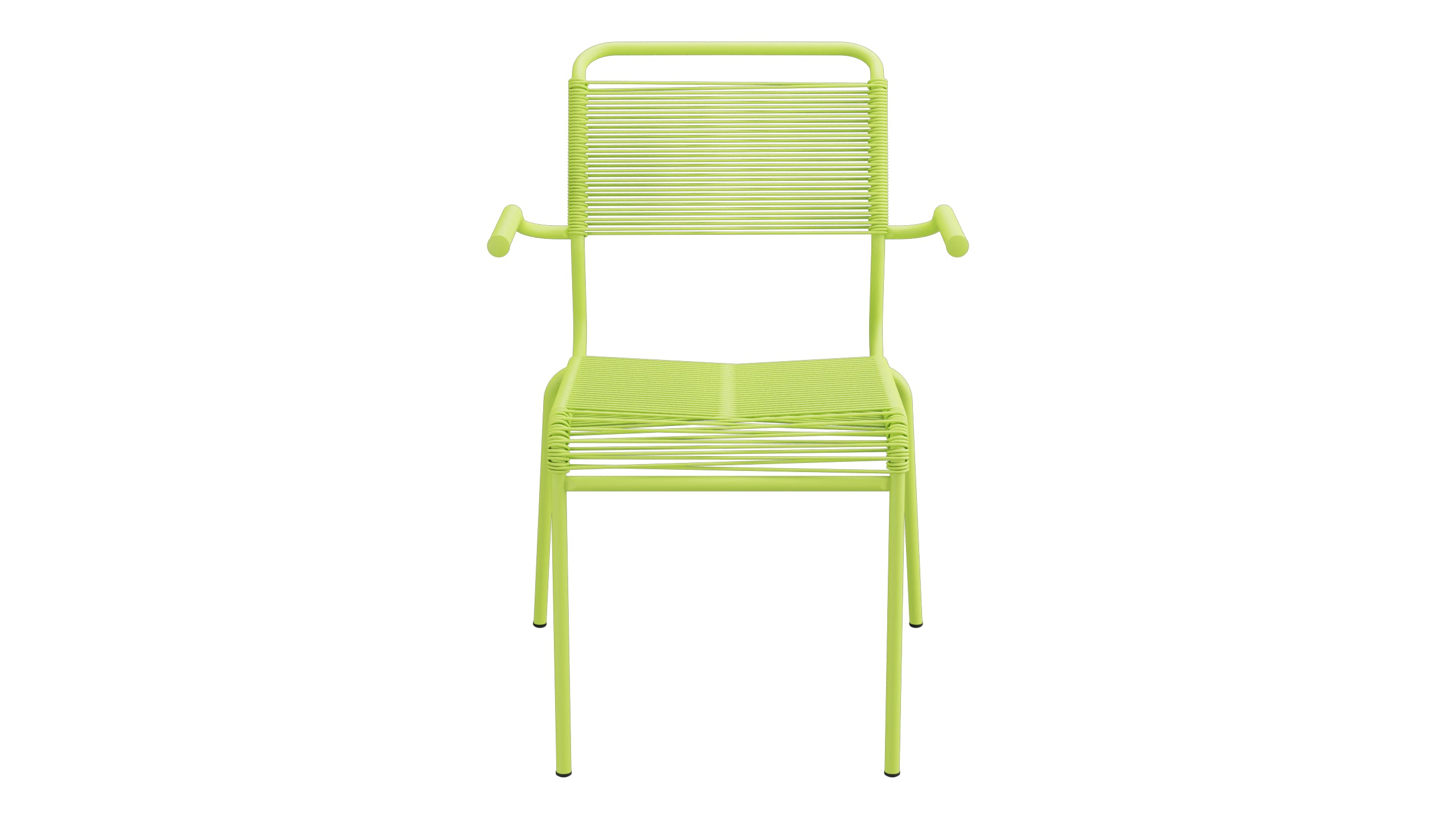Säntis Spaghetti-Gartenstuhl mit Armlehne in Hellgrün präsentiert im Onlineshop von KAQTU Design AG. Gartenstuhl mit Armlehnen ist von Schaffner