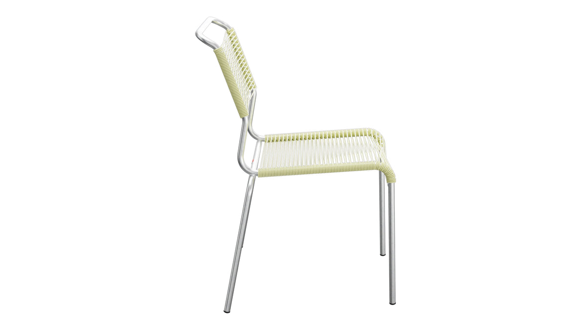 Säntis Spaghetti-Gartenstuhl ohne Armlehne in Buchsbaumgelb präsentiert im Onlineshop von KAQTU Design AG. Gartenstuhl ist von Schaffner