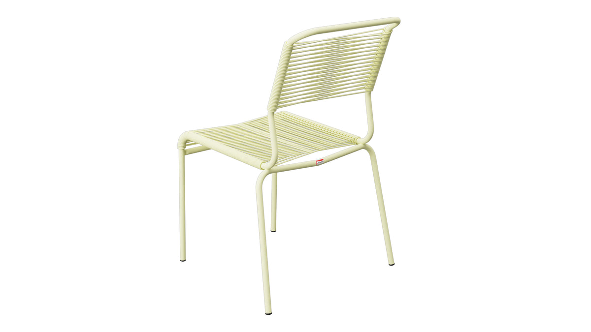 Säntis Spaghetti-Gartenstuhl ohne Armlehne in Buchsbaumgelb präsentiert im Onlineshop von KAQTU Design AG. Gartenstuhl ist von Schaffner