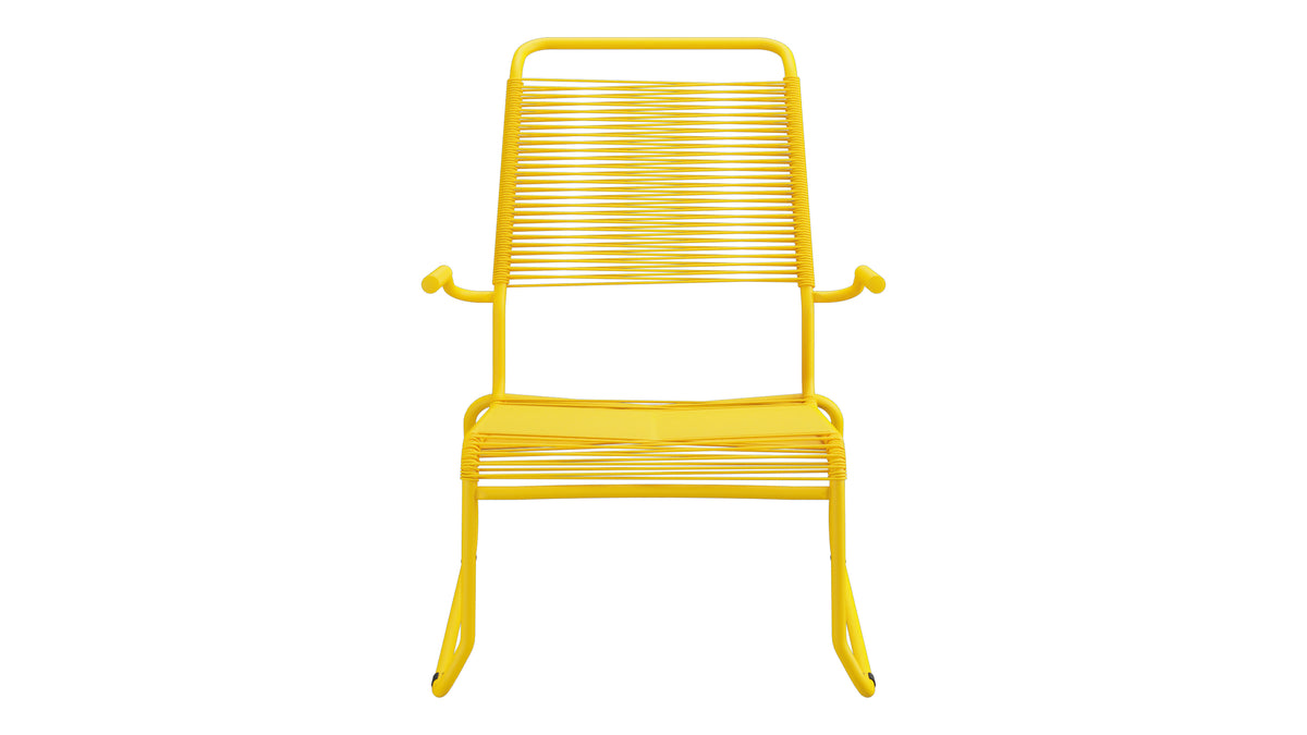 Säntis Spaghetti-Lounger mit Armlehne Hochlehner Kufen in Gelb präsentiert im Onlineshop von KAQTU Design AG. Outdoor-Sessel mit Armlehnen ist von Schaffner
