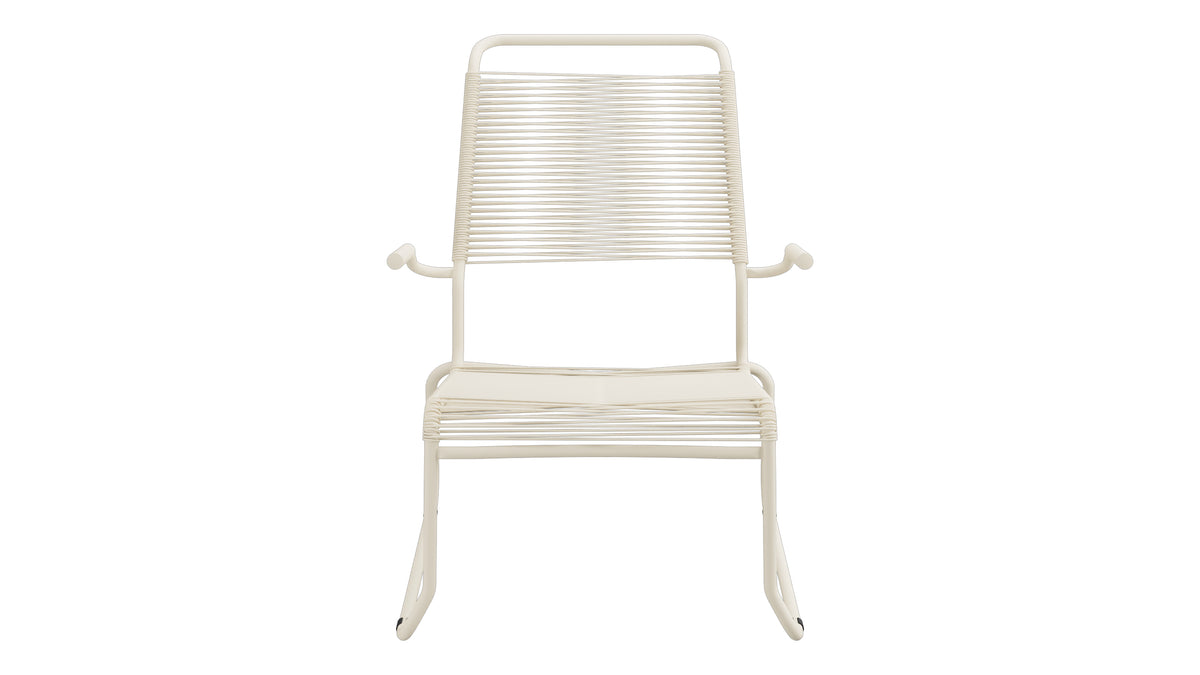 Säntis Spaghetti-Lounger mit Armlehne Hochlehner Kufen in Pastellsand präsentiert im Onlineshop von KAQTU Design AG. Outdoor-Sessel mit Armlehnen ist von Schaffner
