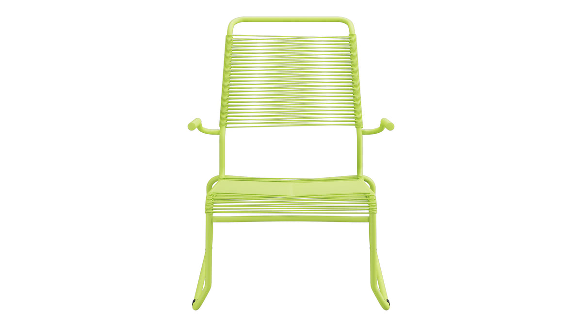 Säntis Spaghetti-Lounger mit Armlehne Hochlehner Kufen in Hellgrün präsentiert im Onlineshop von KAQTU Design AG. Outdoor-Sessel mit Armlehnen ist von Schaffner