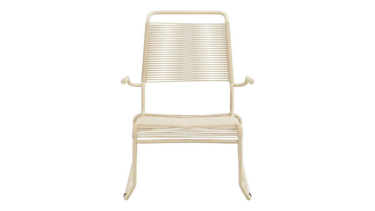 Säntis Spaghetti-Lounger mit Armlehne Hochlehner Kufen in Pastellbraun präsentiert im Onlineshop von KAQTU Design AG. Outdoor-Sessel mit Armlehnen ist von Schaffner