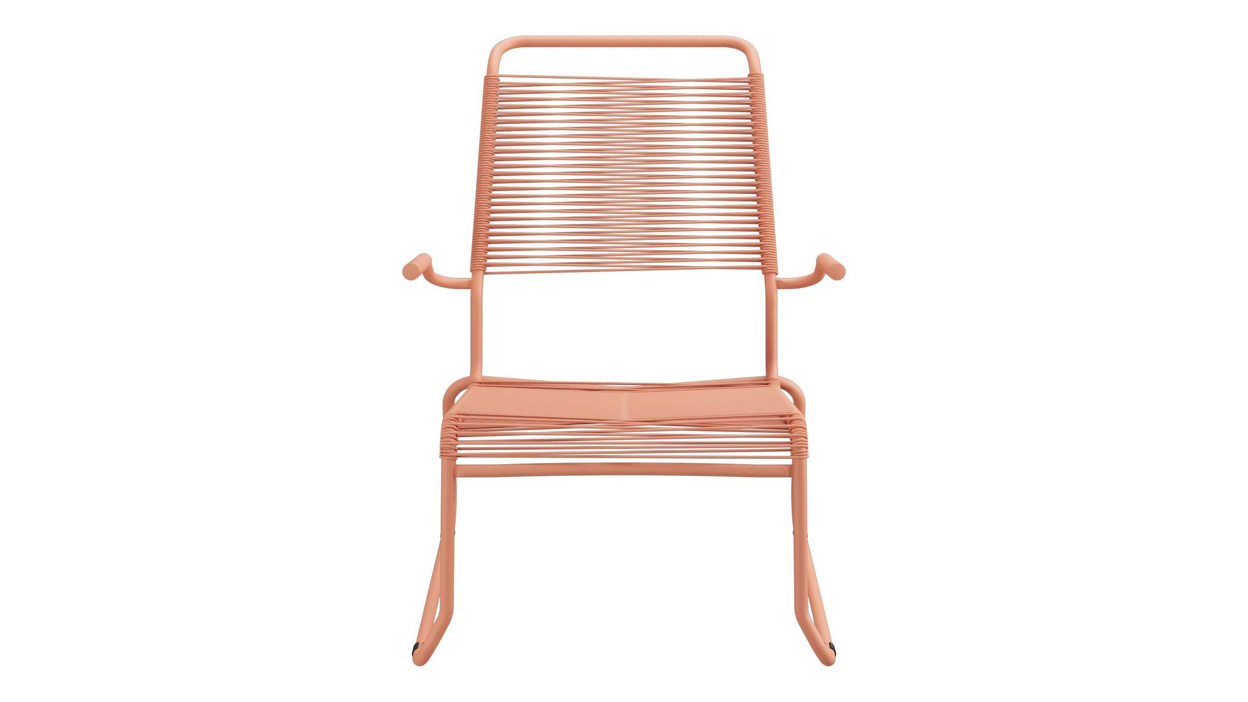 Säntis Spaghetti-Lounger mit Armlehne Hochlehner Kufen in Pastellterracotta präsentiert im Onlineshop von KAQTU Design AG. Outdoor-Sessel mit Armlehnen ist von Schaffner