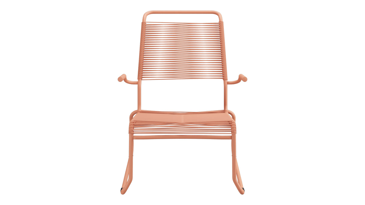 Säntis Spaghetti-Lounger mit Armlehne Hochlehner Kufen in Pastellterracotta präsentiert im Onlineshop von KAQTU Design AG. Outdoor-Sessel mit Armlehnen ist von Schaffner