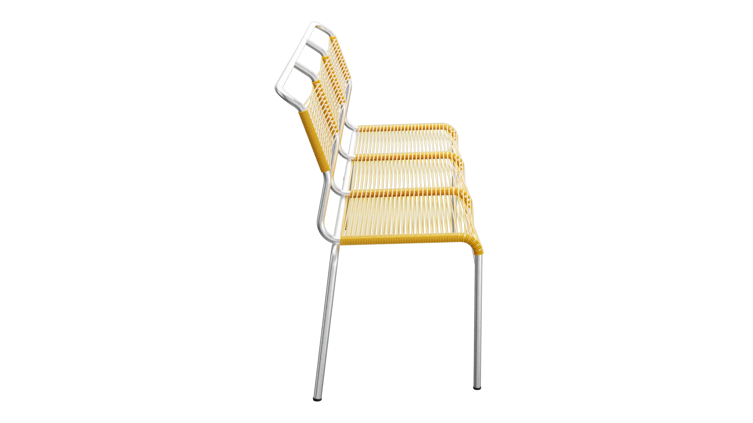 Säntis Spaghetti-3er-Gartenbank ohne Armlehne in Gelb präsentiert im Onlineshop von KAQTU Design AG. Gartenbank ist von Schaffner