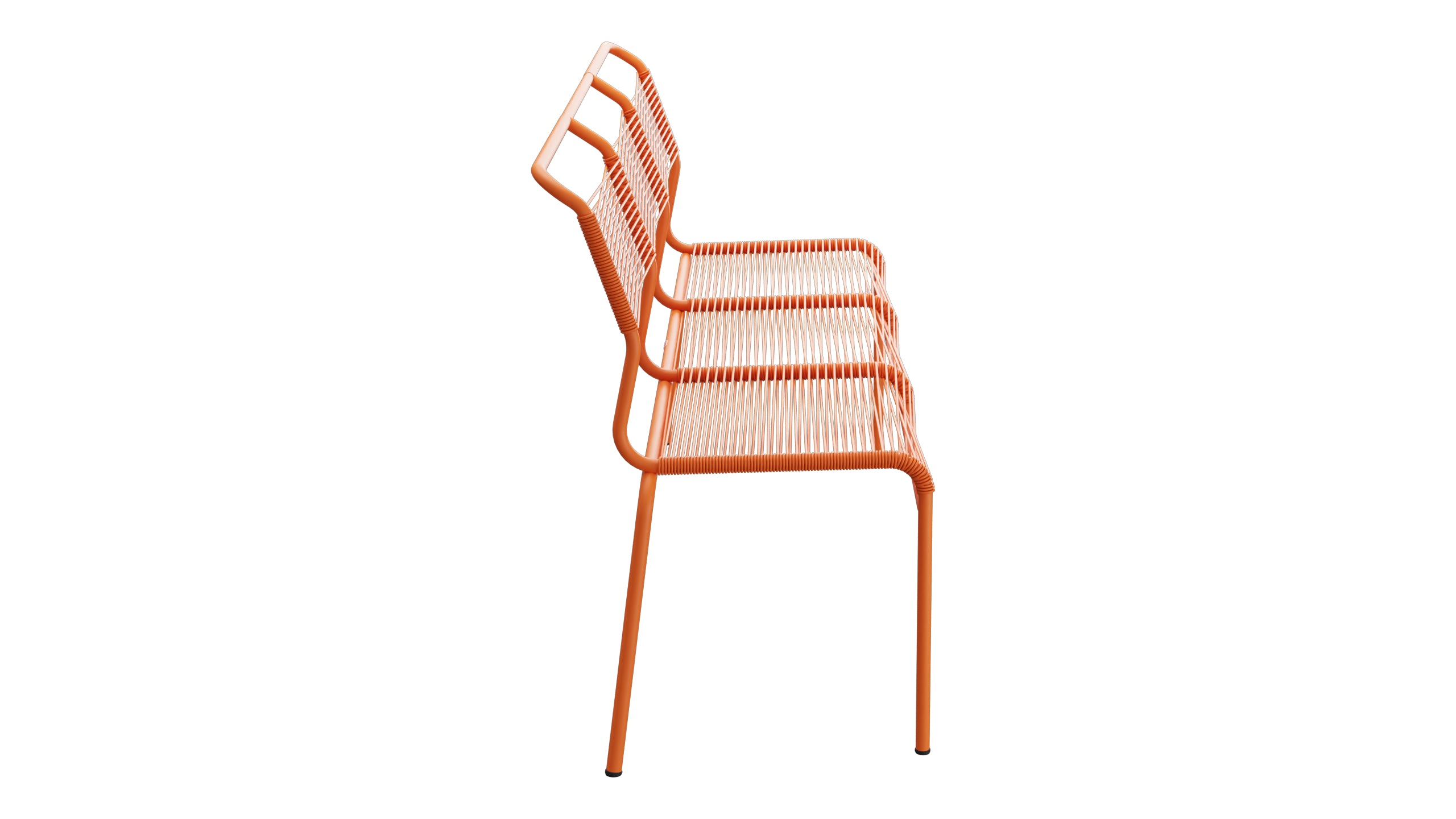 Säntis Spaghetti-3er-Gartenbank ohne Armlehne in Orange präsentiert im Onlineshop von KAQTU Design AG. Gartenbank ist von Schaffner