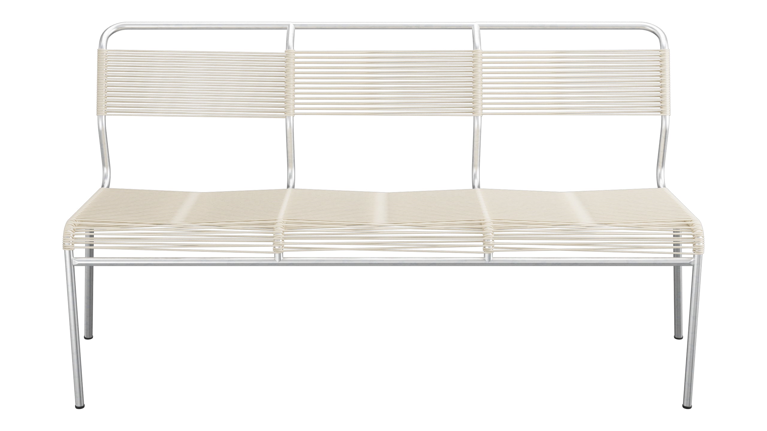 Säntis Spaghetti-3er-Gartenbank ohne Armlehne in Pastellsand präsentiert im Onlineshop von KAQTU Design AG. Gartenbank ist von Schaffner
