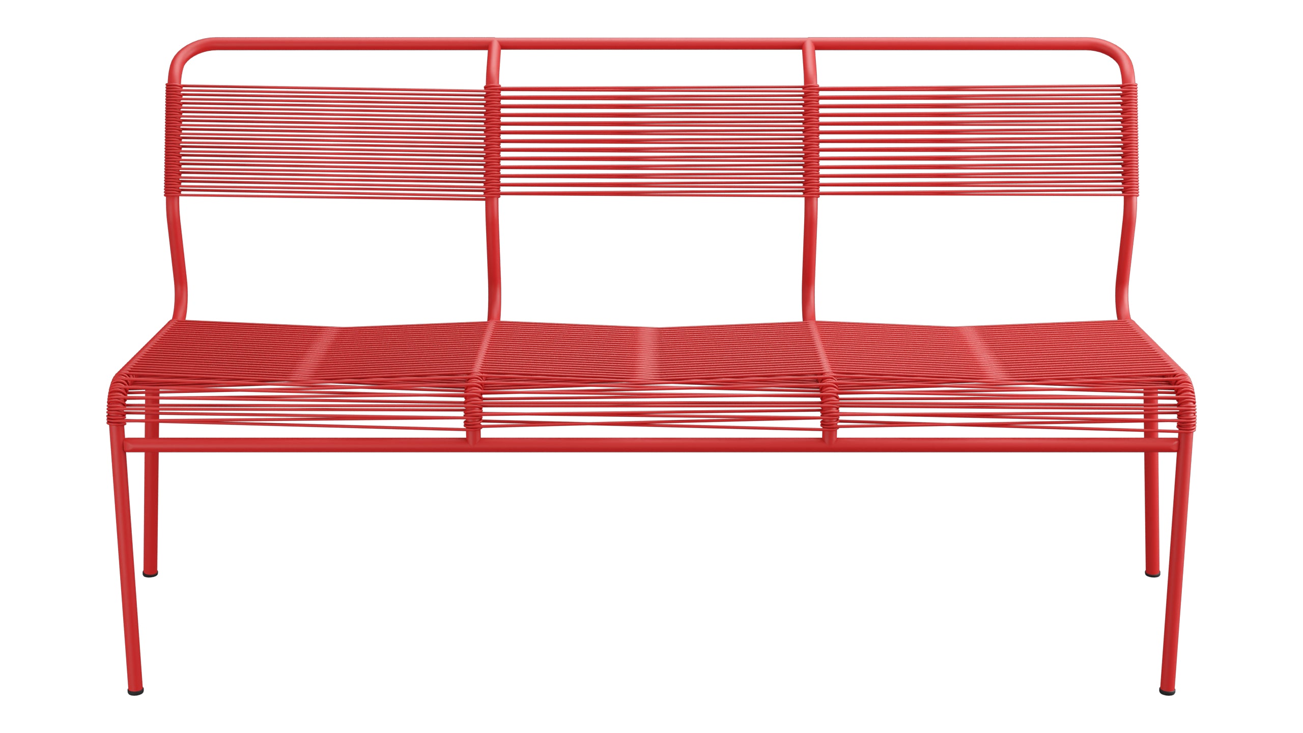 Säntis Spaghetti-3er-Gartenbank ohne Armlehne in Rot präsentiert im Onlineshop von KAQTU Design AG. Gartenbank ist von Schaffner