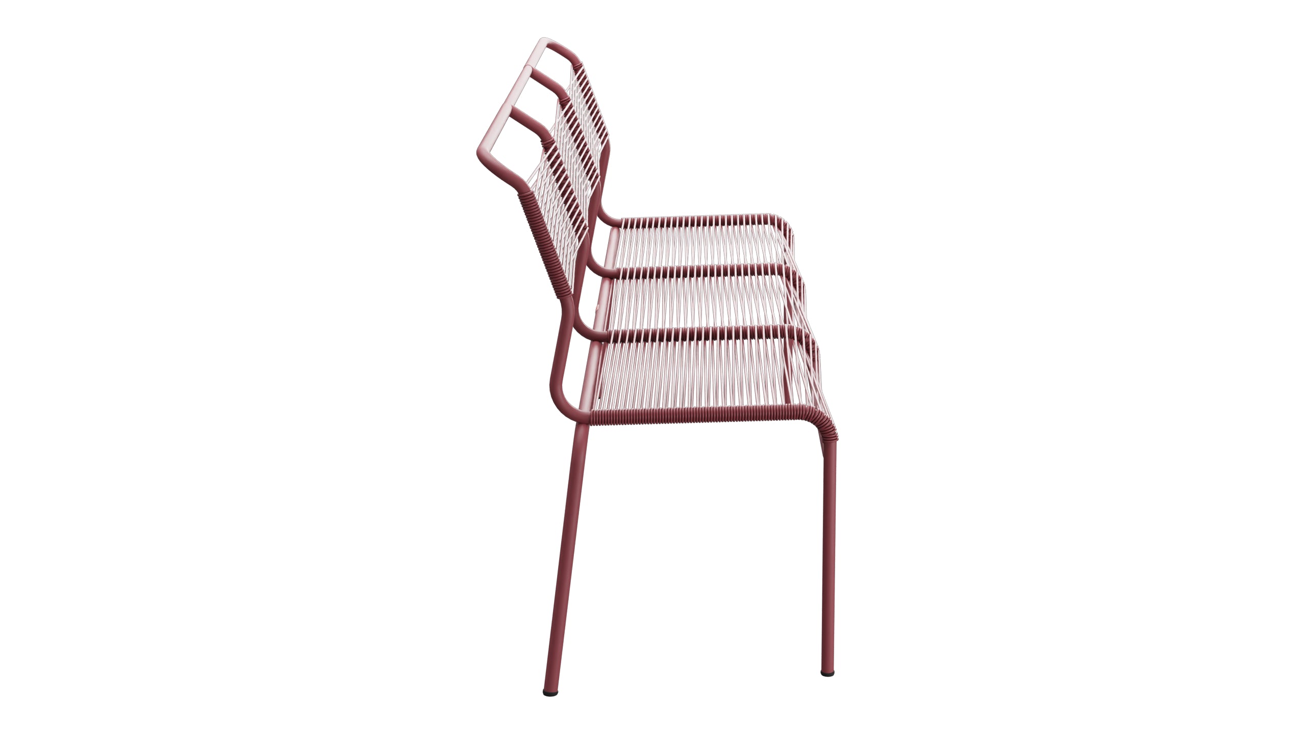 Säntis Spaghetti-3er-Gartenbank ohne Armlehne in Bordeaux präsentiert im Onlineshop von KAQTU Design AG. Gartenbank ist von Schaffner