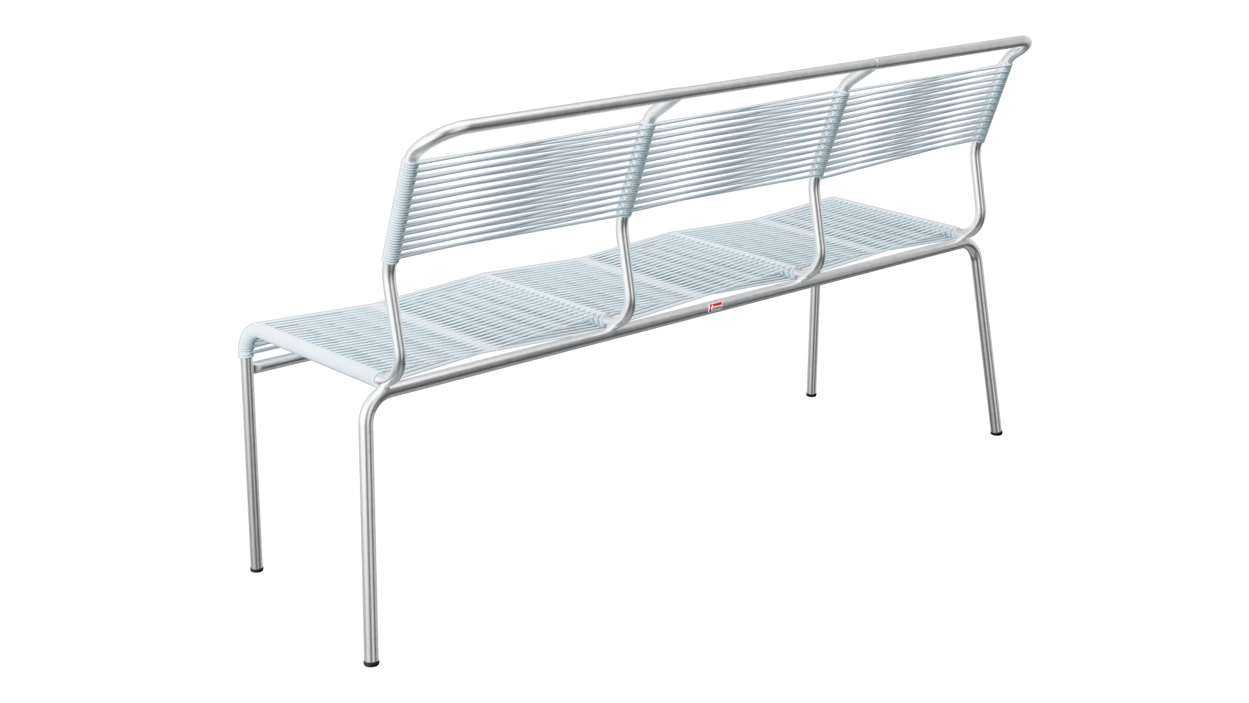 Säntis Spaghetti-3er-Gartenbank ohne Armlehne in Pastellblau präsentiert im Onlineshop von KAQTU Design AG. Gartenbank ist von Schaffner