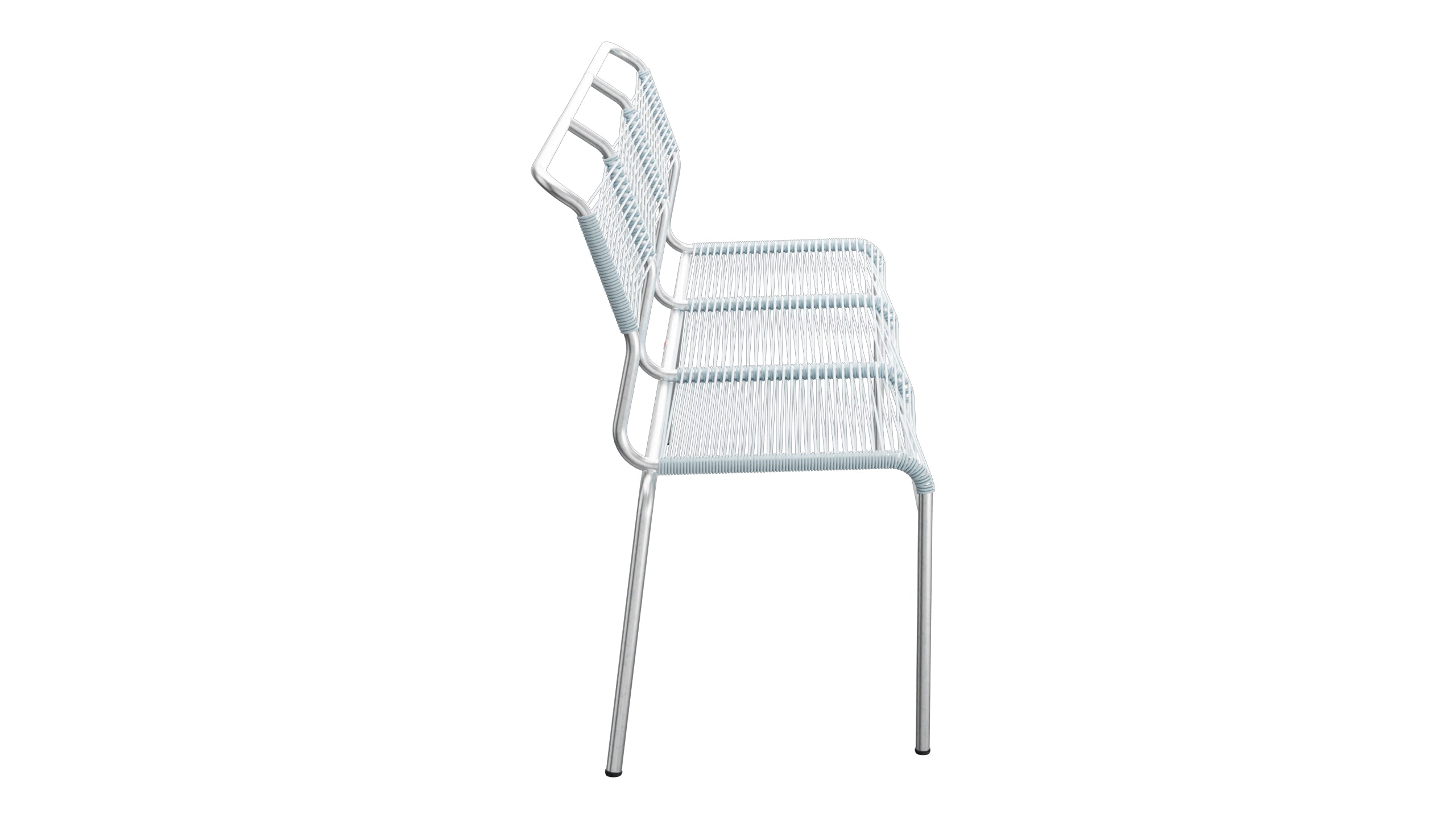 Säntis Spaghetti-3er-Gartenbank ohne Armlehne in Pastellblau präsentiert im Onlineshop von KAQTU Design AG. Gartenbank ist von Schaffner