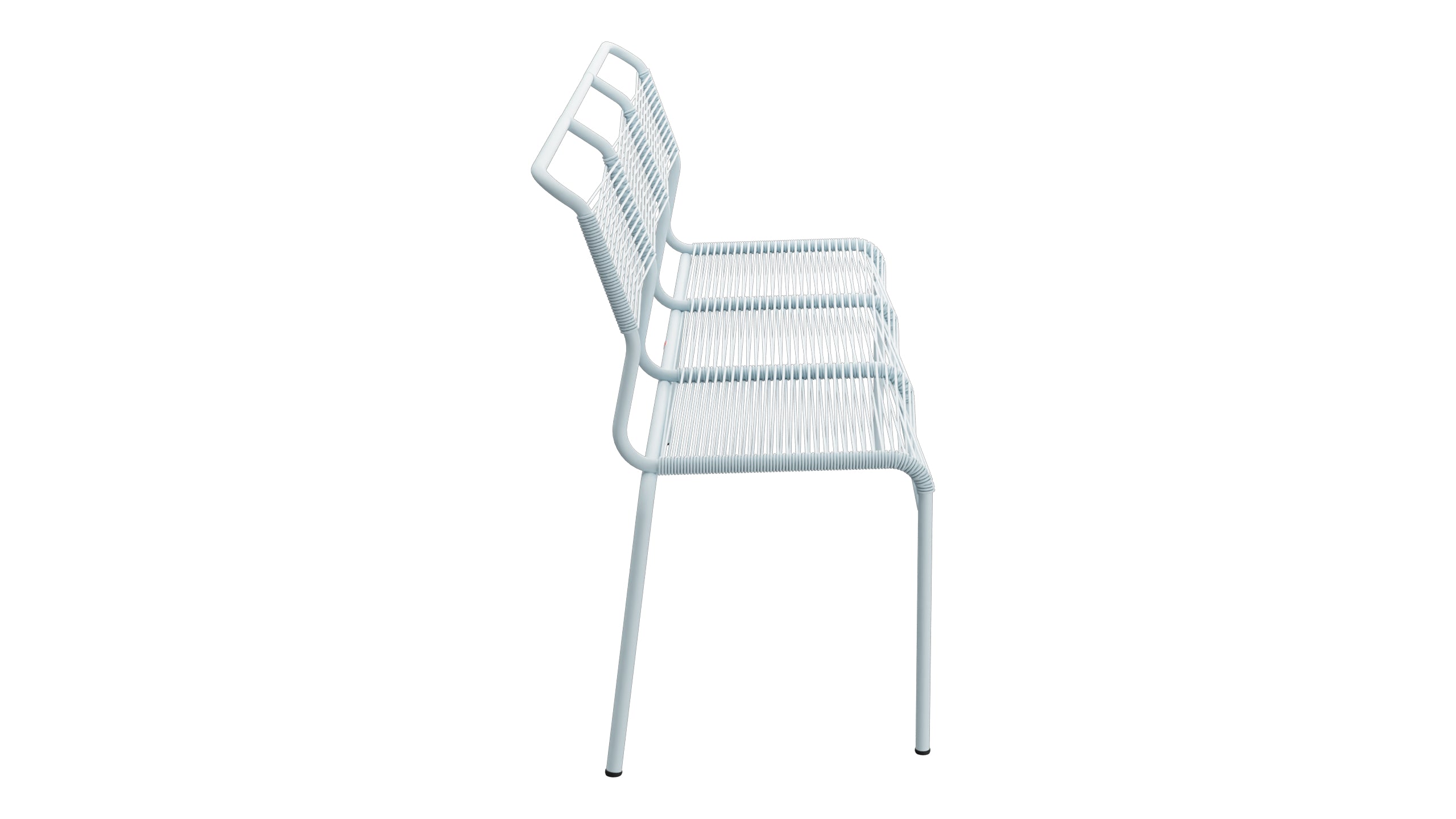Säntis Spaghetti-3er-Gartenbank ohne Armlehne in Pastellblau präsentiert im Onlineshop von KAQTU Design AG. Gartenbank ist von Schaffner