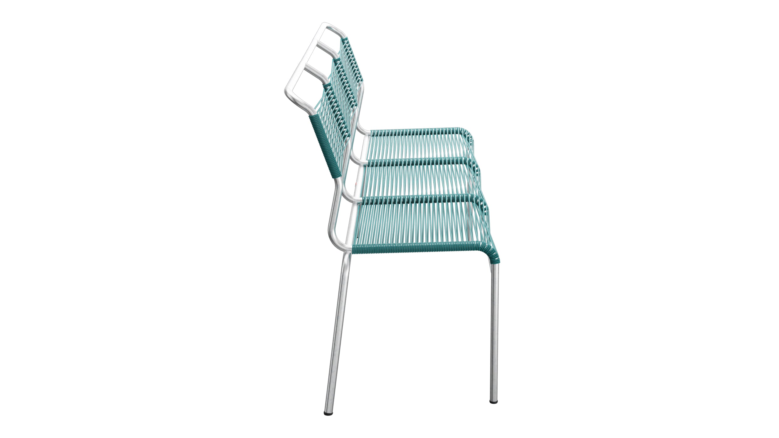 Säntis Spaghetti-3er-Gartenbank ohne Armlehne in Kaliblau präsentiert im Onlineshop von KAQTU Design AG. Gartenbank ist von Schaffner