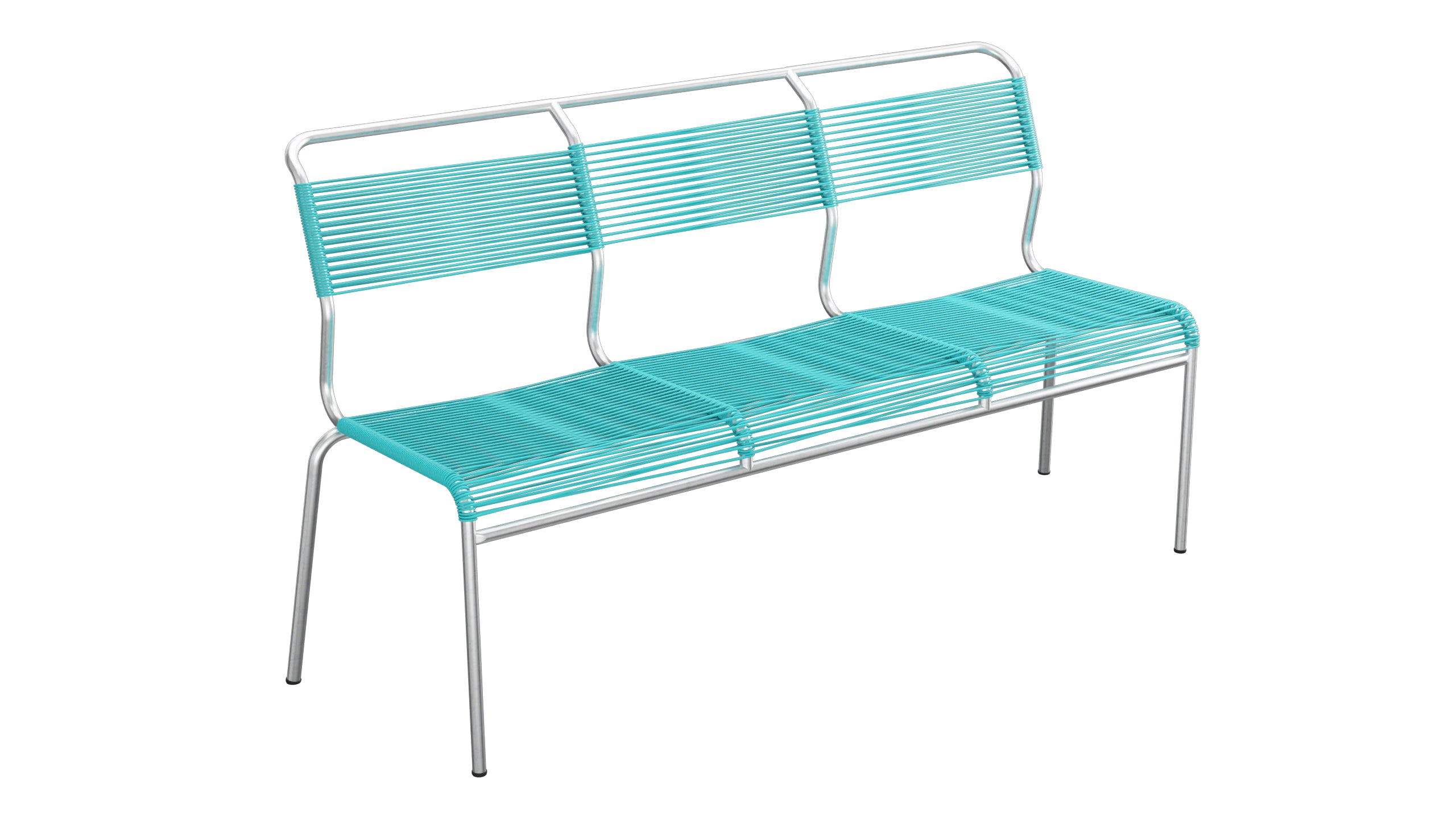 Säntis Spaghetti-3er-Gartenbank ohne Armlehne in Türkis präsentiert im Onlineshop von KAQTU Design AG. Gartenbank ist von Schaffner