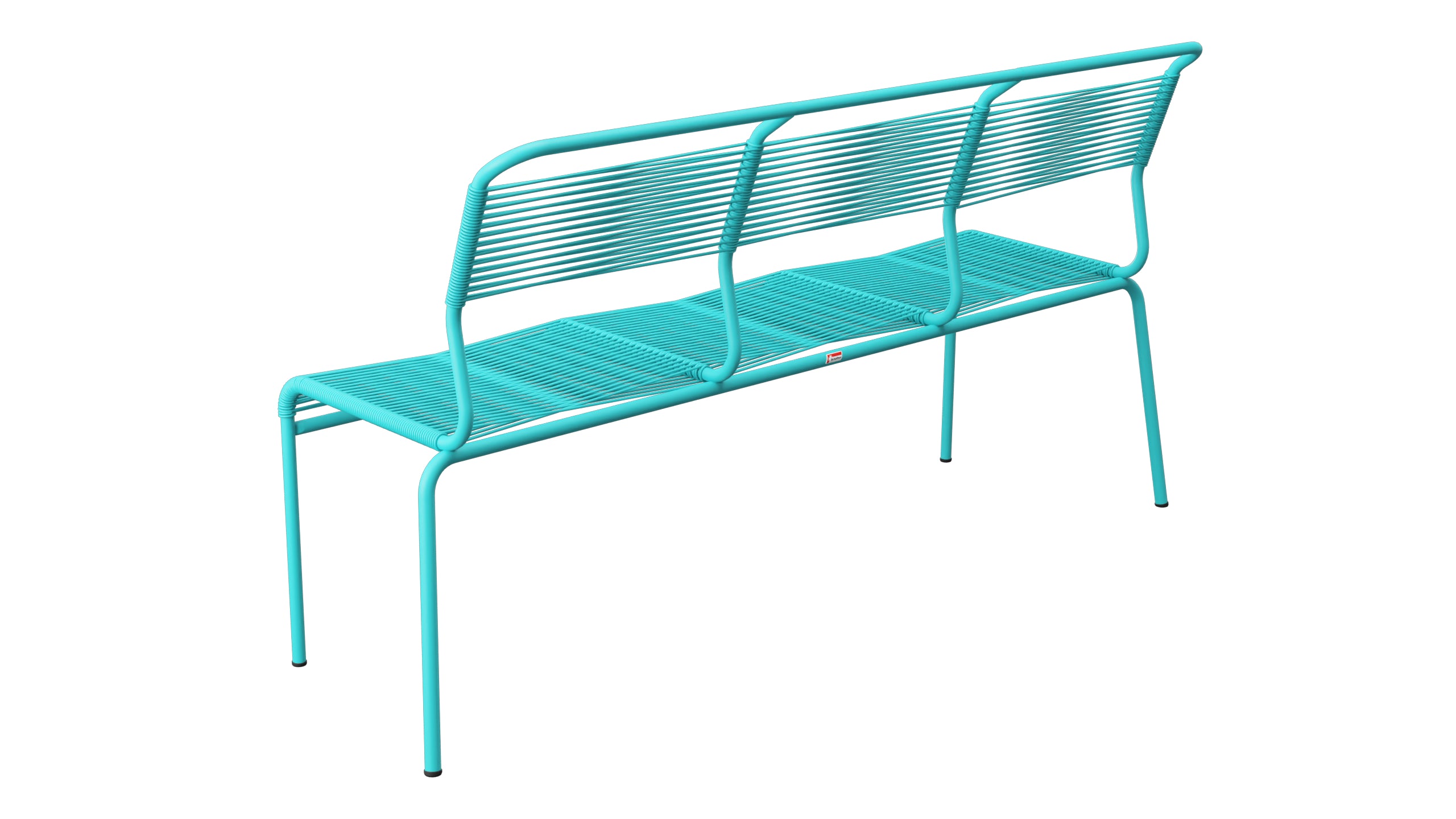 Säntis Spaghetti-3er-Gartenbank ohne Armlehne in Türkis präsentiert im Onlineshop von KAQTU Design AG. Gartenbank ist von Schaffner
