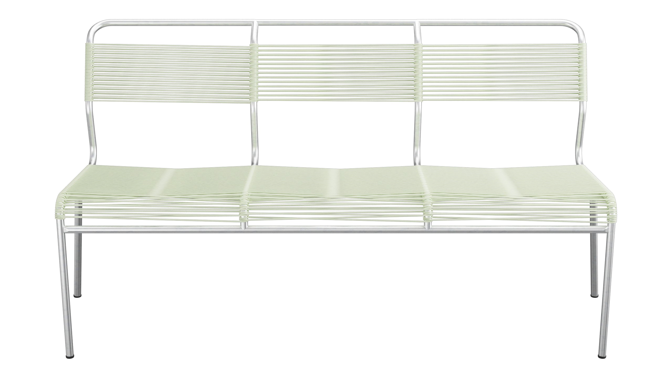 Säntis Spaghetti-3er-Gartenbank ohne Armlehne in Pastellgrün präsentiert im Onlineshop von KAQTU Design AG. Gartenbank ist von Schaffner