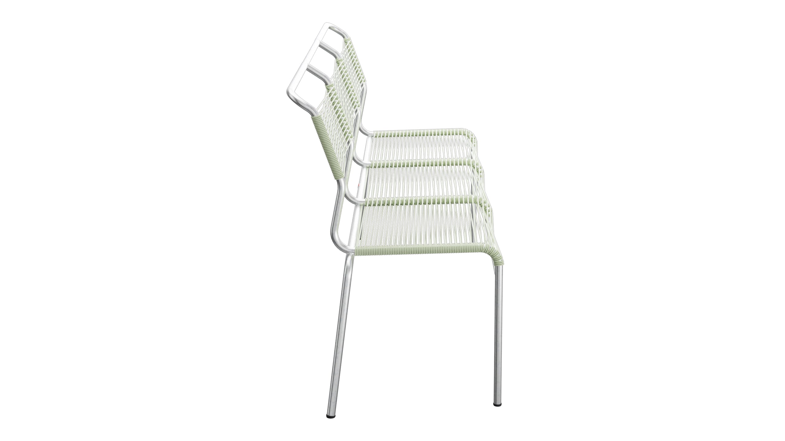 Säntis Spaghetti-3er-Gartenbank ohne Armlehne in Pastellgrün präsentiert im Onlineshop von KAQTU Design AG. Gartenbank ist von Schaffner