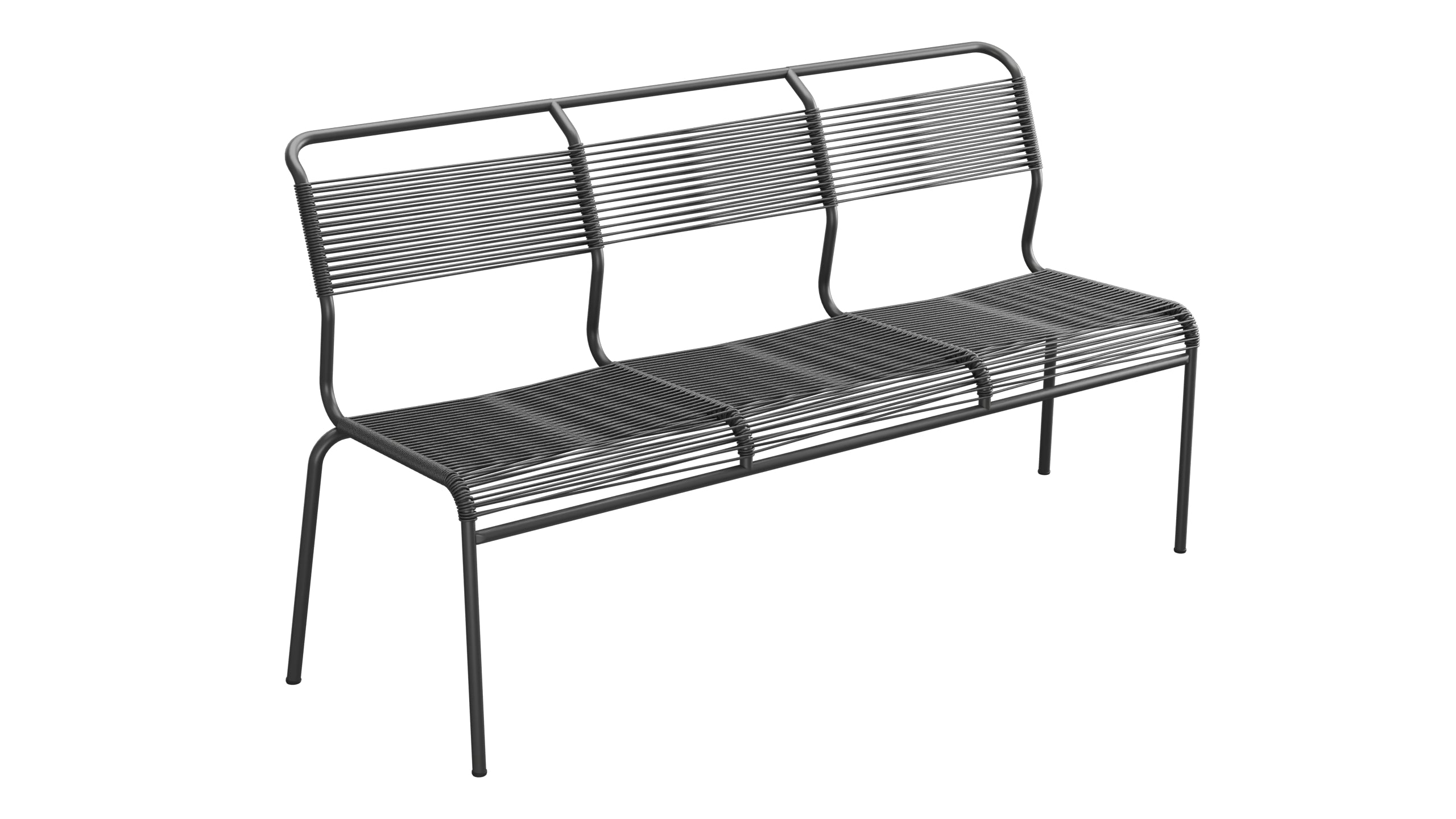 Säntis Spaghetti-3er-Gartenbank ohne Armlehne in Anthrazit präsentiert im Onlineshop von KAQTU Design AG. Gartenbank ist von Schaffner