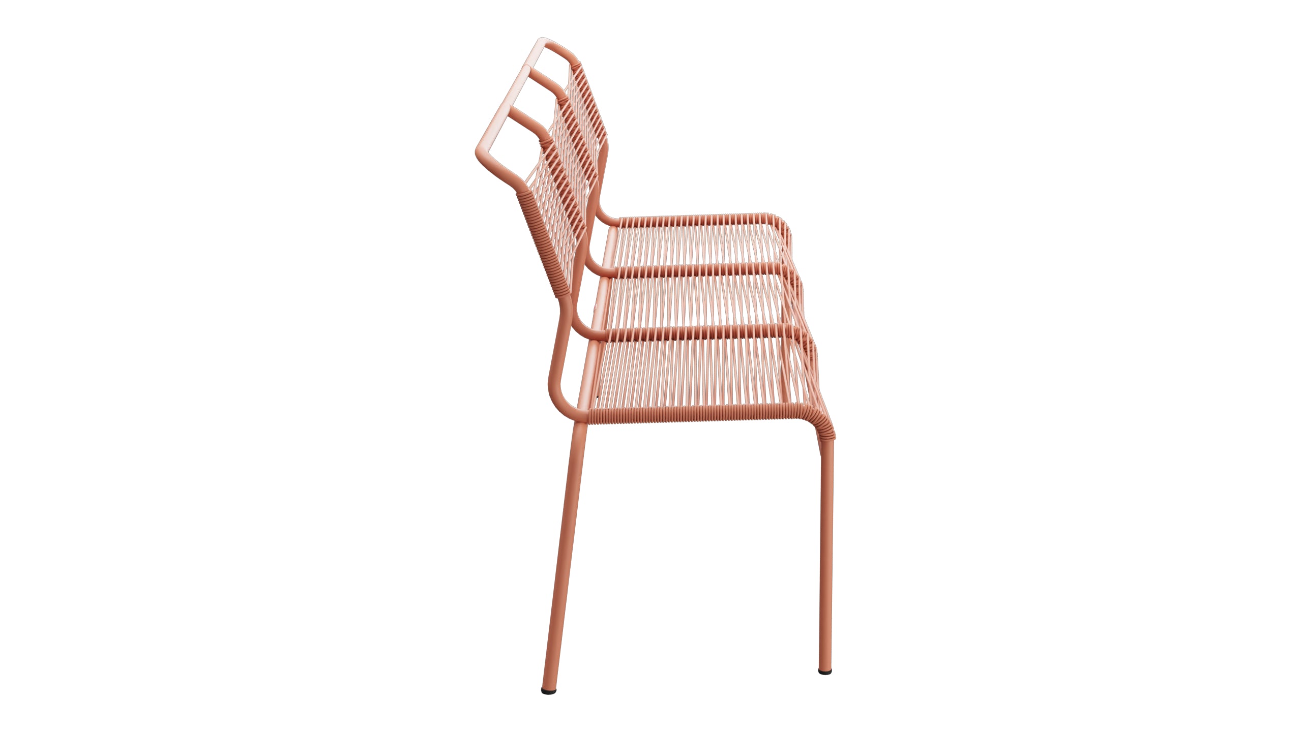 Säntis Spaghetti-3er-Gartenbank ohne Armlehne in Pastellterracotta präsentiert im Onlineshop von KAQTU Design AG. Gartenbank ist von Schaffner
