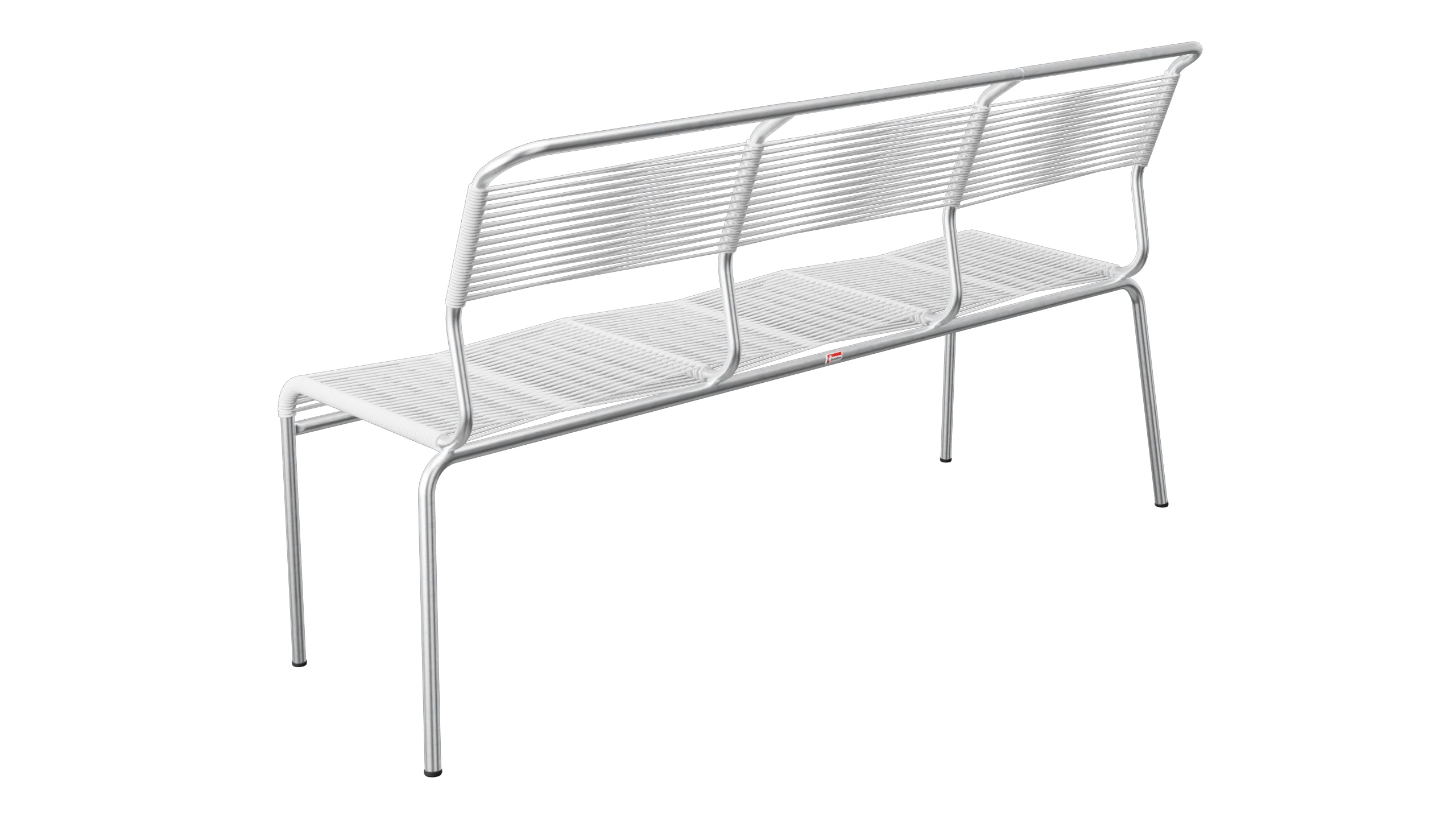Säntis Spaghetti-3er-Gartenbank ohne Armlehne in Weiss präsentiert im Onlineshop von KAQTU Design AG. Gartenbank ist von Schaffner