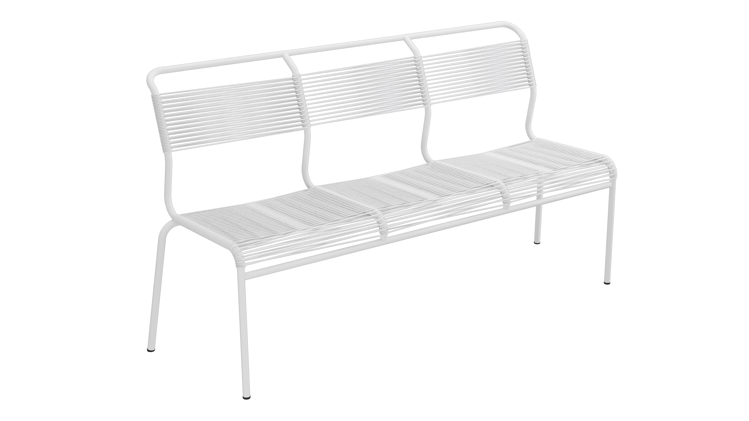 Säntis Spaghetti-3er-Gartenbank ohne Armlehne in Weiss präsentiert im Onlineshop von KAQTU Design AG. Gartenbank ist von Schaffner