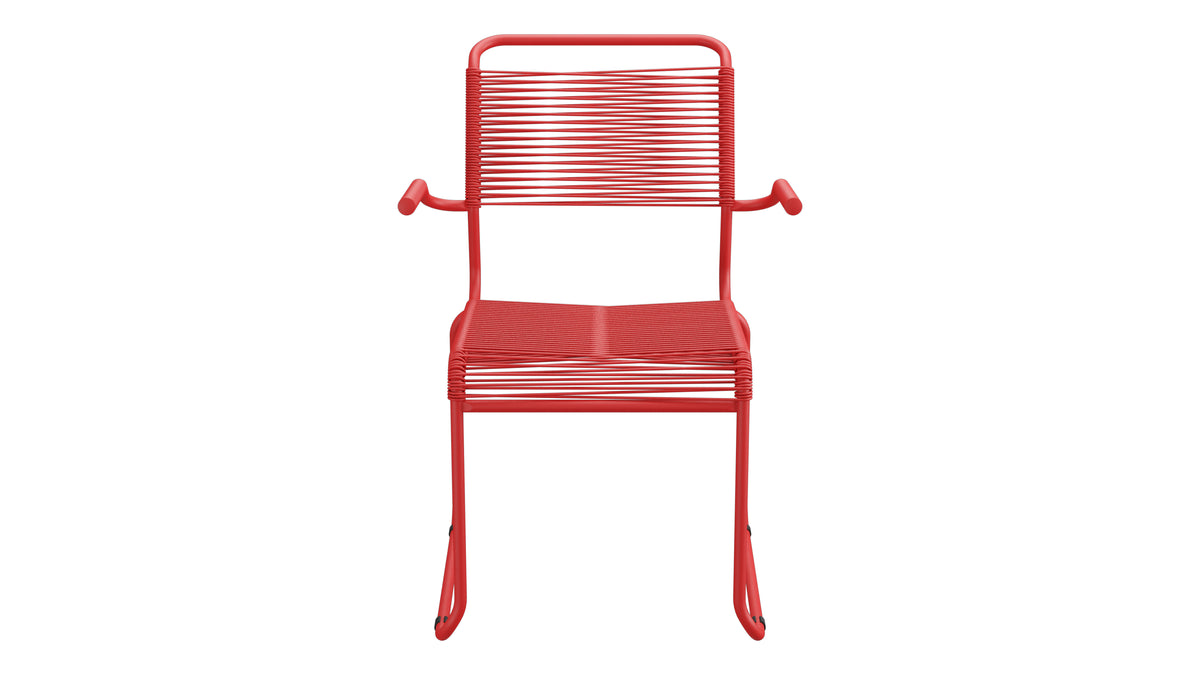 Säntis Spaghetti-Gartenstuhl mit Armlehne Kufen in Rot präsentiert im Onlineshop von KAQTU Design AG. Gartenstuhl mit Armlehnen ist von Schaffner