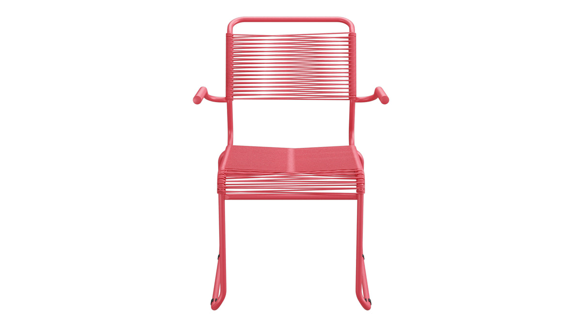 Säntis Spaghetti-Gartenstuhl mit Armlehne Kufen in Ahornrot präsentiert im Onlineshop von KAQTU Design AG. Gartenstuhl mit Armlehnen ist von Schaffner