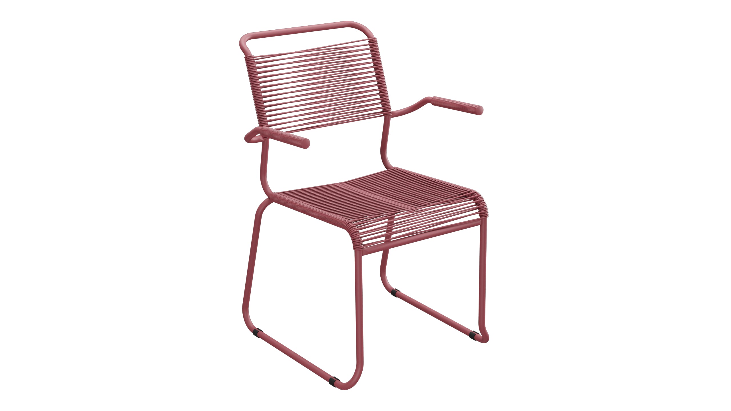 Säntis Spaghetti-Gartenstuhl mit Armlehne Kufen in Bordeaux präsentiert im Onlineshop von KAQTU Design AG. Gartenstuhl mit Armlehnen ist von Schaffner